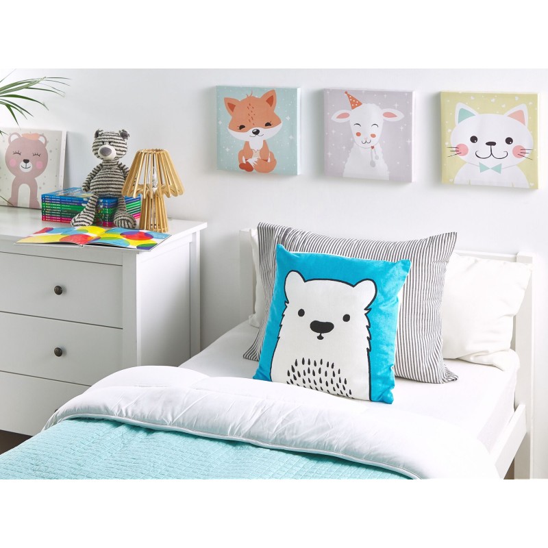 Bawełniana poduszka dla dzieci miś 45 x 45 cm niebieska WARANASI