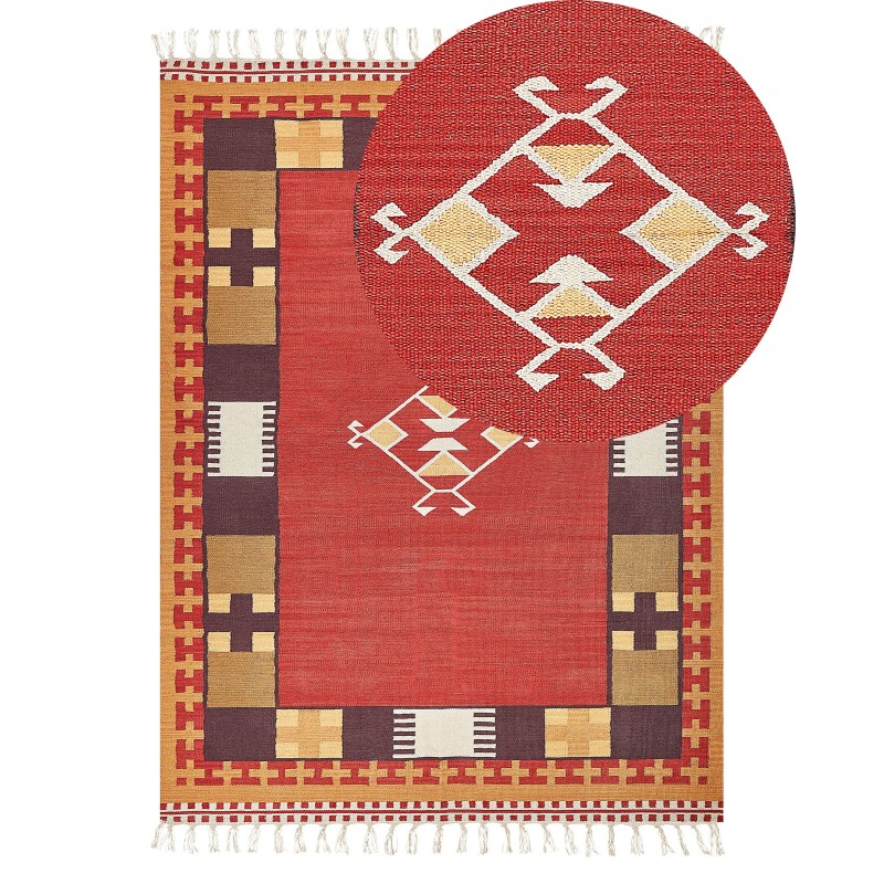 Dywan bawełniany kilim 140 x 200 cm wielokolorowy PARAKAR