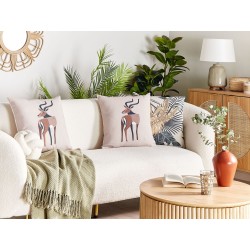 Zestaw 2 poduszek dekoracyjnych ABAL 45 x 45 cm Beżowy Wzór zwierzęcy