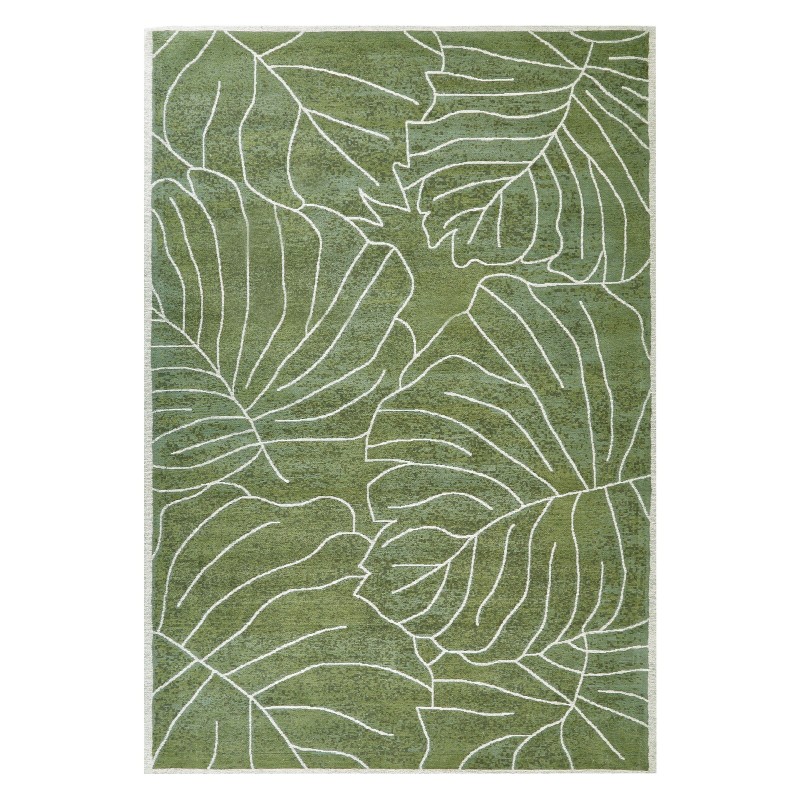 Dywan bawełniany w liście monstery 140 x 200 cm zielony SARMIN