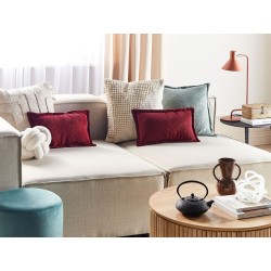 Zestaw 2 poduszek dekoracyjnych ZINNIA Sztruks 47 x 27 cm Burgundowy Jednolity