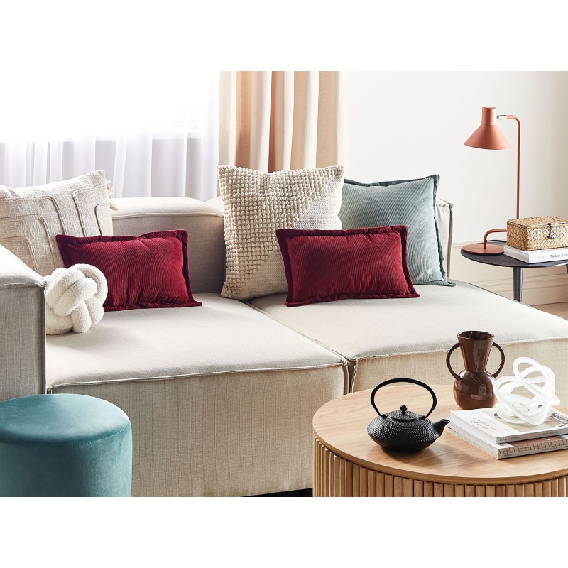 Zestaw 2 poduszek dekoracyjnych ZINNIA Sztruks 47 x 27 cm Burgundowy Jednolity