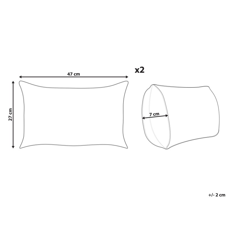 Zestaw 2 poduszek dekoracyjnych ZINNIA Sztruks 47 x 27 cm Burgundowy Jednolity