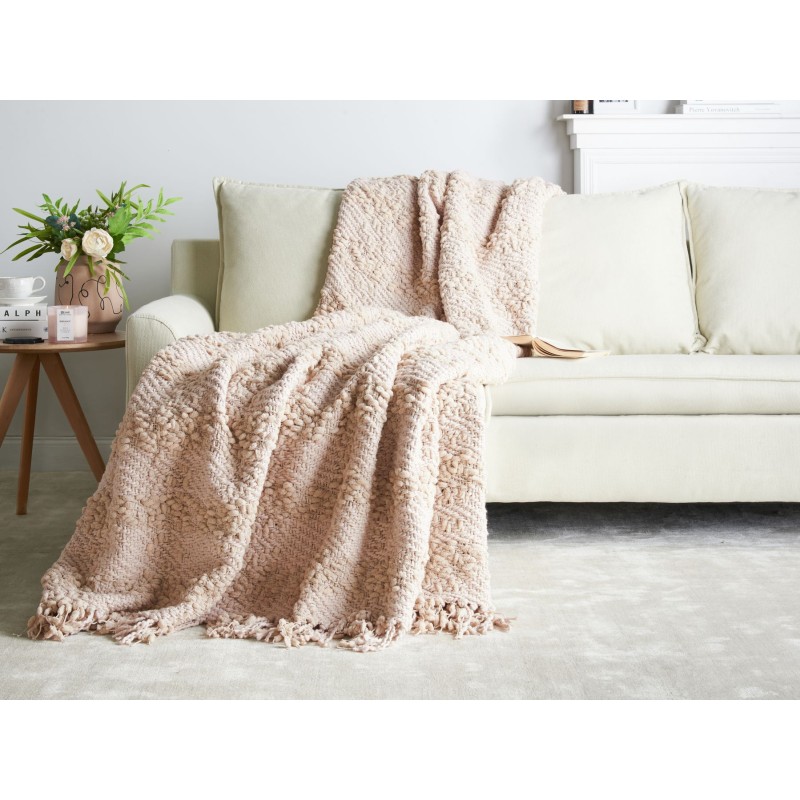 Koc VELLA Bawełna 200 x 220 cm Pastelowy róż