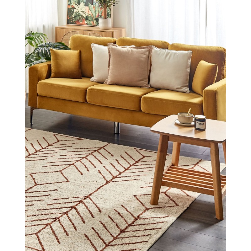 Dywan bawełniany 200 x 200 cm beżowy z brązowym AKOREN