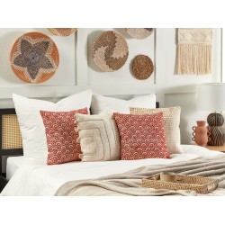 Poduszka dekoracyjna RHUS Bawełna 45 x 45 cm Czerwony Wzór geometryczny