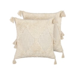 Zestaw 2 poduszek dekoracyjnych AVIUM Bawełna 45 x 45 cm Jasnobeżowy Wzór geometryczny