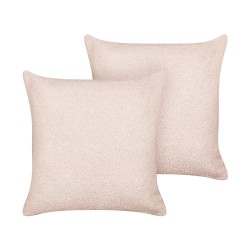 Zestaw 2 poduszek dekoracyjnych LEUZEA Boucle 45 x 45 cm Pastelowy róż Jednolity