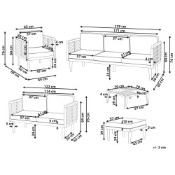 Zestaw ogrodowy ze stolikiem i otomaną dla 6 osób BARATTI Drewno akacjowe Brązowy