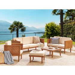 Zestaw ogrodowy ze stolikiem i otomaną dla 6 osób BARATTI Drewno akacjowe Brązowy