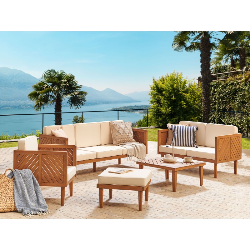 Zestaw ogrodowy ze stolikiem i otomaną dla 6 osób BARATTI Drewno akacjowe Brązowy