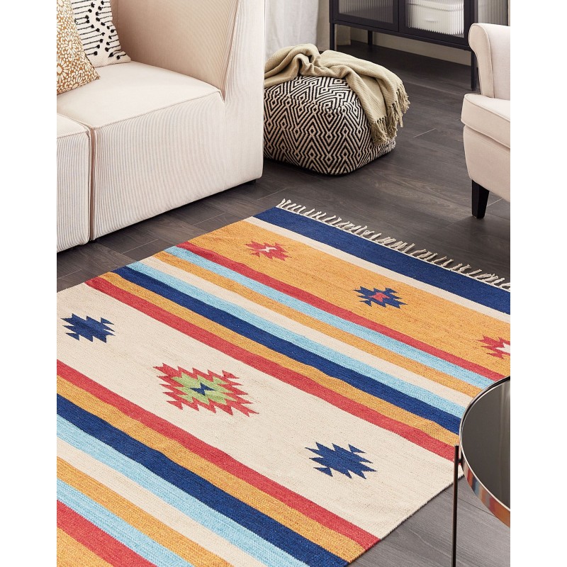 Dywan bawełniany kilim 140 x 200 cm wielokolorowy TARONIK