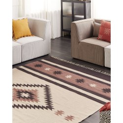 Dywan bawełniany kilim 200 x 300 cm beżowo-brązowy ARAGATS