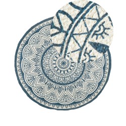 Dywan okrągły z juty ⌀ 120 cm niebieski ANADERE