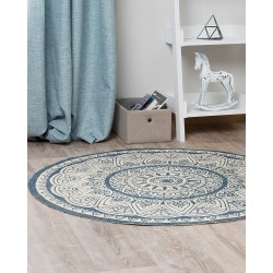 Dywan okrągły z juty ⌀ 120 cm niebieski ANADERE