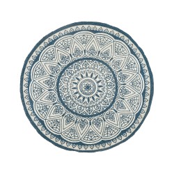 Dywan okrągły z juty ⌀ 120 cm niebieski ANADERE