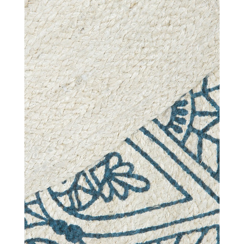 Dywan okrągły z juty ⌀ 120 cm niebieski ANADERE