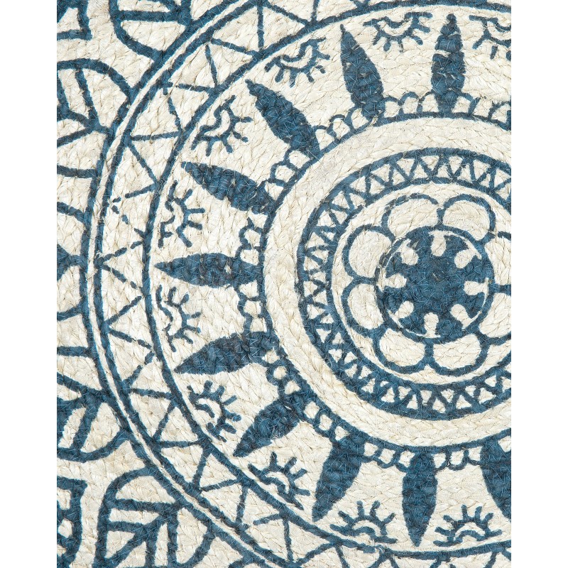 Dywan okrągły z juty ⌀ 120 cm niebieski ANADERE