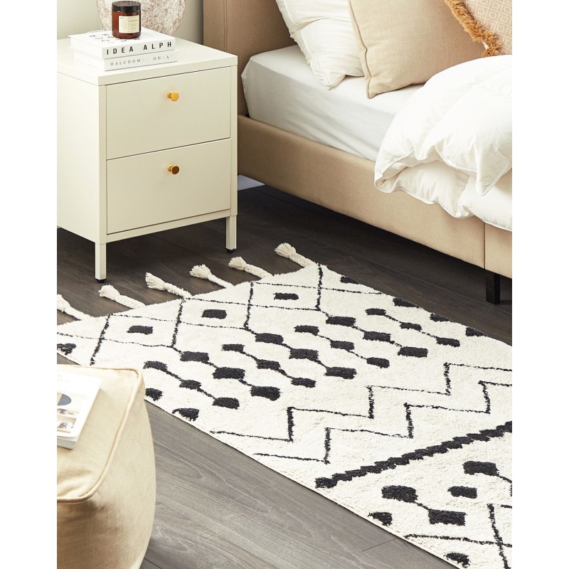 Dywan bawełniany 80 x 150 cm biało-czarny KHEMISSET