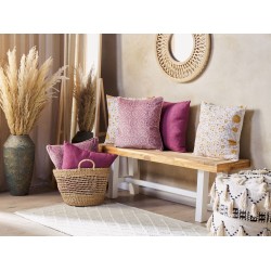 Zestaw 2 poduszek dekoracyjnych ROMNEYA Welur 45 x 45 cm Różowy Wzór kwiatowy