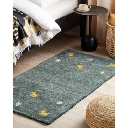 Dywan wełniany gabbeh 80 x 150 cm zielony CALTI