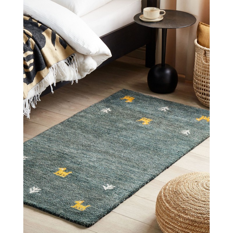 Dywan wełniany gabbeh 80 x 150 cm zielony CALTI