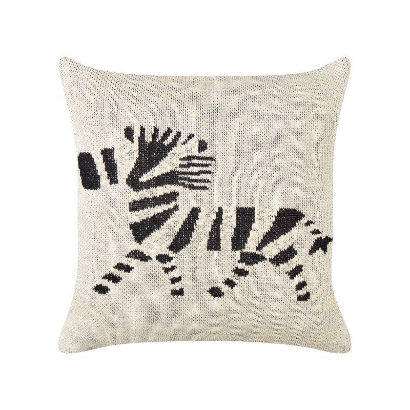 2 bawełniane poduszki dla dzieci z motywem zebry 45 x 45 cm beżowe JABORI