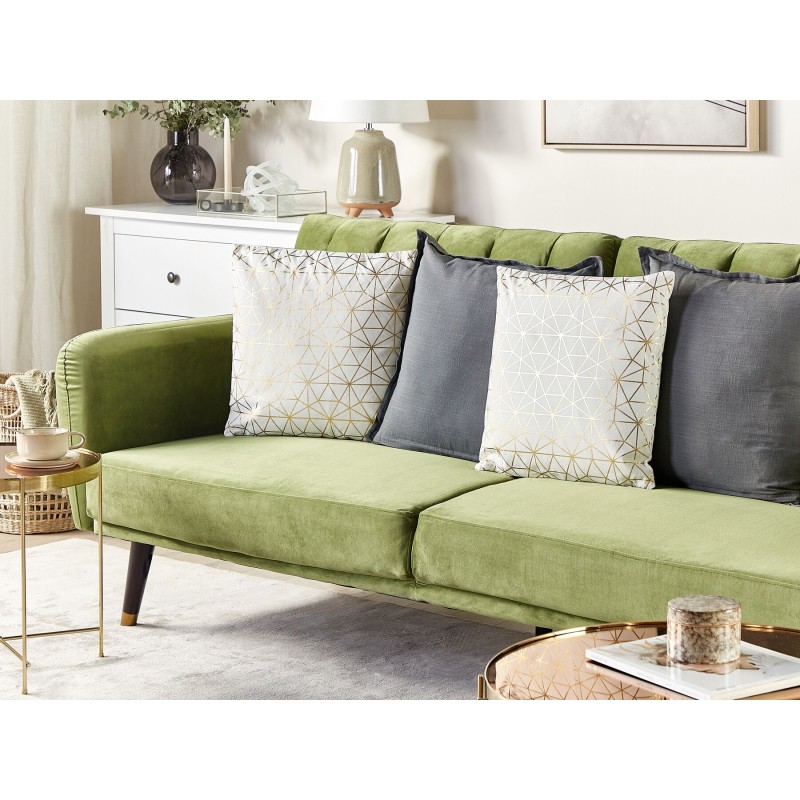 Zestaw 2 poduszek dekoracyjnych SEDUM Bawełna 45 x 45 cm Biały Złoty Wzór geometryczny