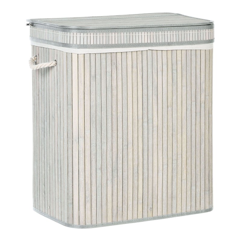 Kosz bambusowy z pokrywką szary KALTHOTA