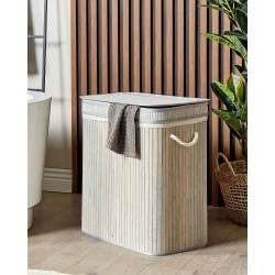 Kosz bambusowy z pokrywką szary KALTHOTA