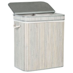 Kosz bambusowy z pokrywką szary KALTHOTA