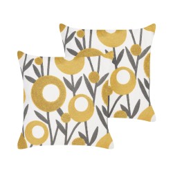 Zestaw 2 poduszek dekoracyjnych SHALLOT Bawełna 45 x 45 cm Kolorowy Wzór kwiatowy