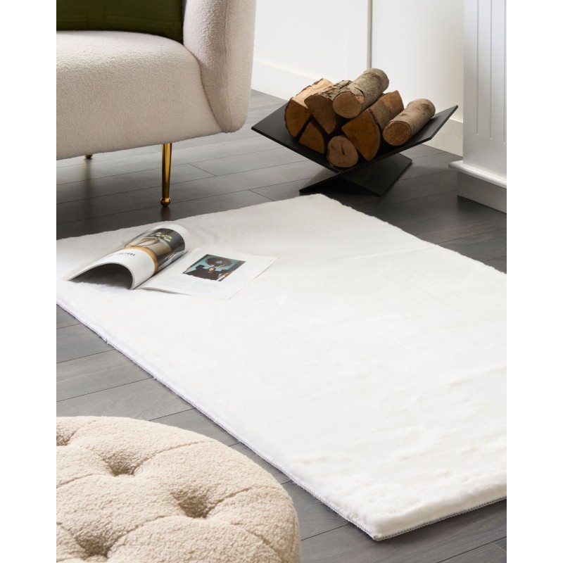 Dywan sztuczne futro królika 80 x 150 cm biały MIRPUR