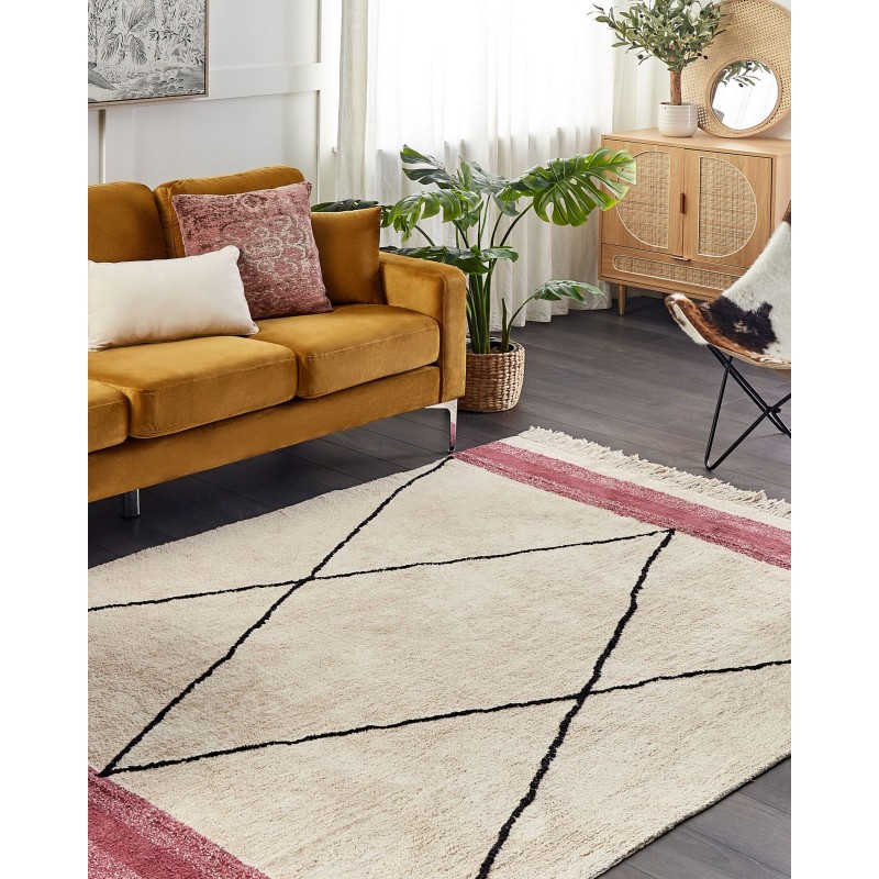 Dywan bawełniany 140 x 200 cm beżowo-różowy AFSAR