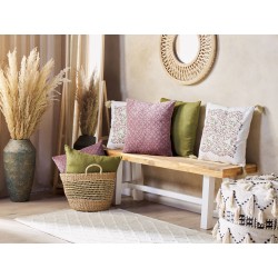 Poduszka dekoracyjna LARKSPUR Welur 45 x 45 cm Różowy Wzór geometryczny