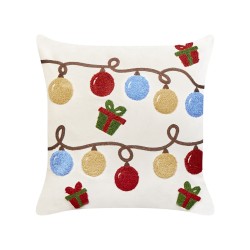 Zestaw 2 poduszek dekoracyjnych PALMIER Welur 45 x 45 cm Złamana biel Wzór świąteczny