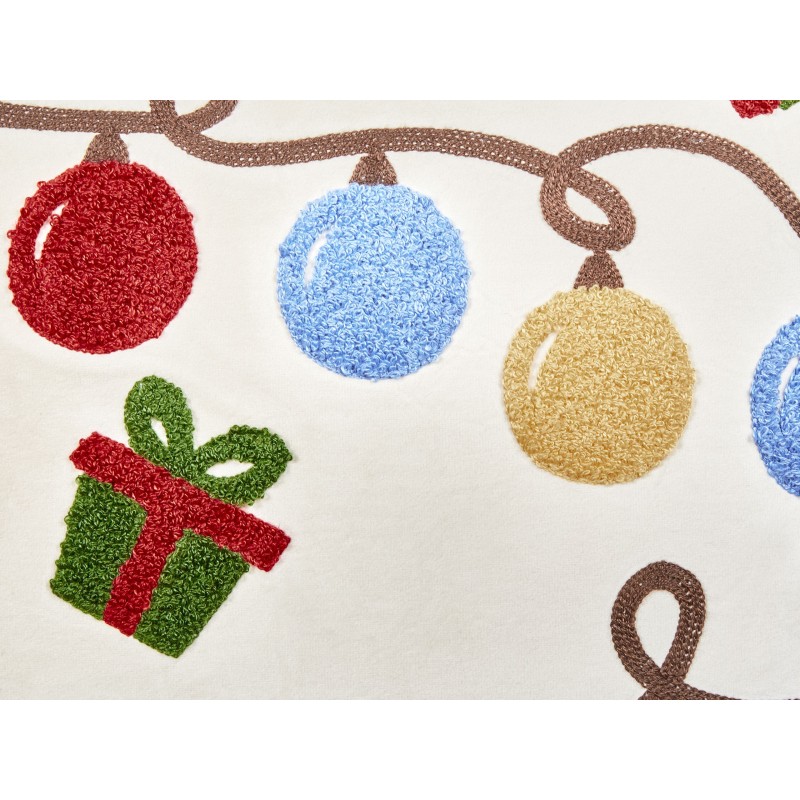 Zestaw 2 poduszek dekoracyjnych PALMIER Welur 45 x 45 cm Złamana biel Wzór świąteczny