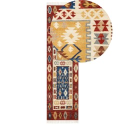 Dywan wełniany kilim 80 x 300 cm wielokolorowy VOSKEHAT
