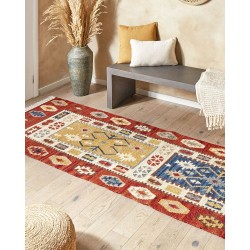 Dywan wełniany kilim 80 x 300 cm wielokolorowy VOSKEHAT