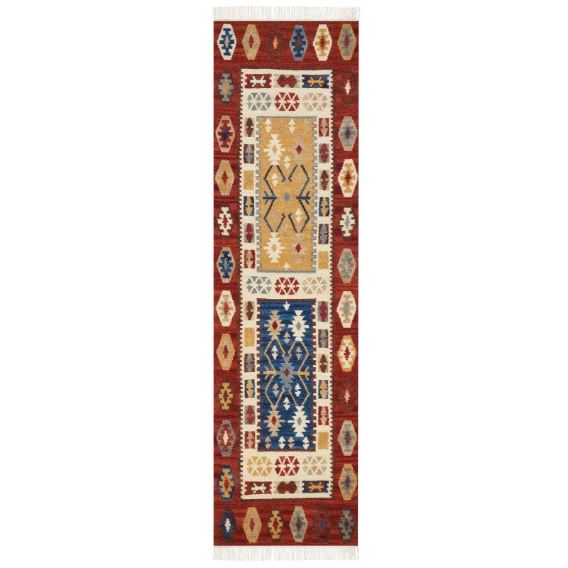 Dywan wełniany kilim 80 x 300 cm wielokolorowy VOSKEHAT