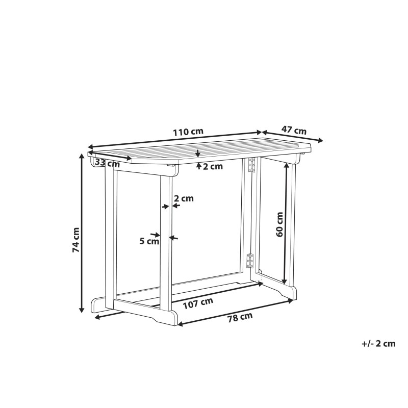 Stolik balkonowy TREIA 110 cm 47 cm Drewno akacjowe Brązowy