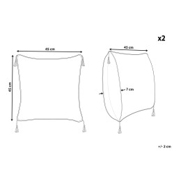Zestaw 2 poduszek dekoracyjnych SCHEFFLERA Welur 45 x 45 cm Biały Wzór geometryczny