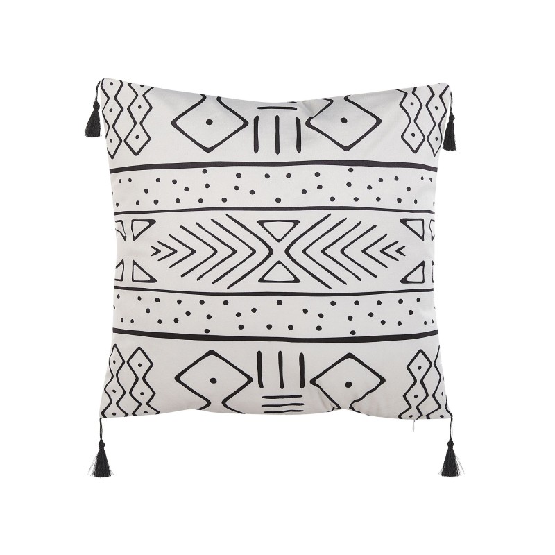 Zestaw 2 poduszek dekoracyjnych SCHEFFLERA Welur 45 x 45 cm Biały Wzór geometryczny