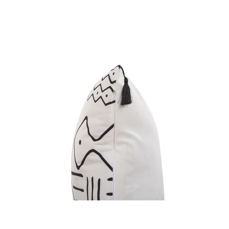 Zestaw 2 poduszek dekoracyjnych SCHEFFLERA Welur 45 x 45 cm Biały Wzór geometryczny