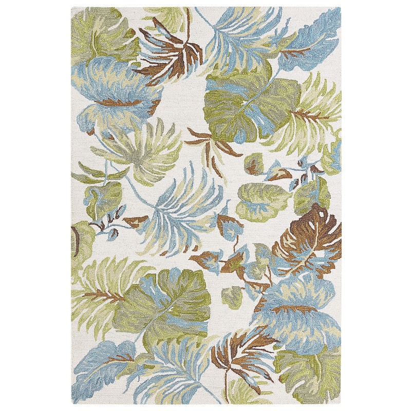 Dywan wełniany z motywem liści 140 x 200 cm wielokolorowy KINIK