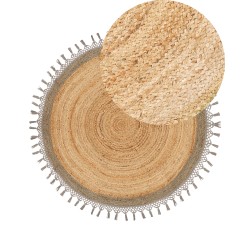 Dywan okrągły z juty ⌀ 140 cm beżowy z szarym MARTS