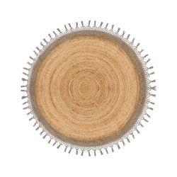 Dywan okrągły z juty ⌀ 140 cm beżowy z szarym MARTS
