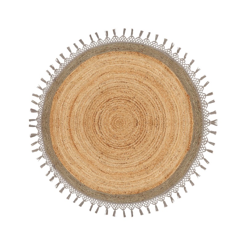 Dywan okrągły z juty ⌀ 140 cm beżowy z szarym MARTS