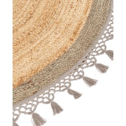 Dywan okrągły z juty ⌀ 140 cm beżowy z szarym MARTS