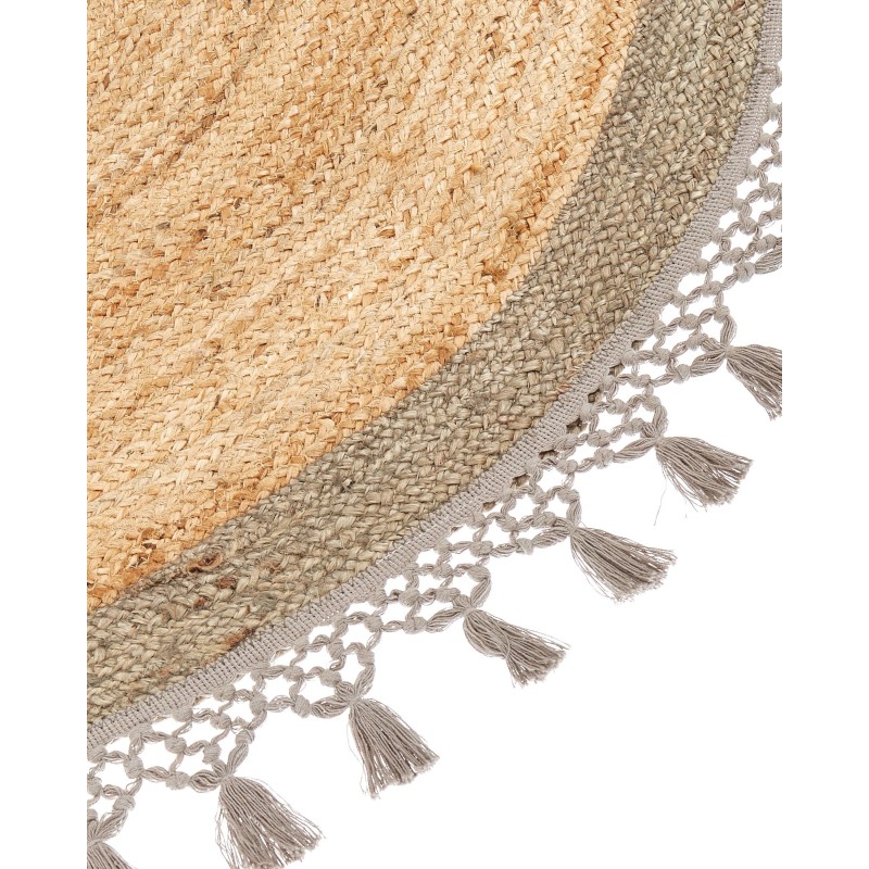 Dywan okrągły z juty ⌀ 140 cm beżowy z szarym MARTS